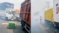 Asap Kebakaran Ganggu Jarak Pandang, Kecelakaan Beruntun Libatkan 10 Kendaraan di Tulang Bawang